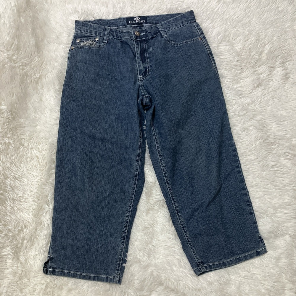 Jeanbay Denim Crop Pants Size 8 Petite Medium Wash 21 Inseam Y2K